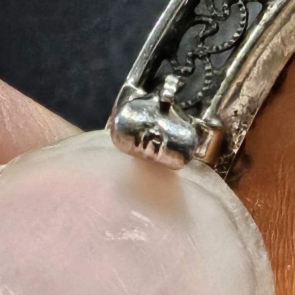 Vintage 1900s real Carnelian shell cameo, silver victorian 10k gold - Picture 7 of 9